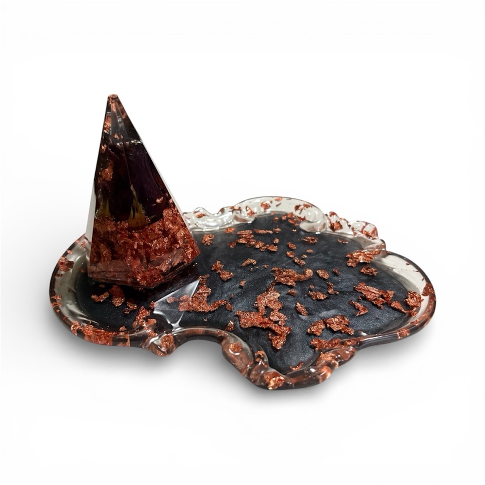 Black and Copper Resin Jewelry Stand